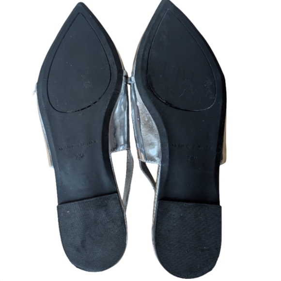 Marc Fisher Elelyn Silver Metallic Pointed Toe Slingback Flats Size 7.5 - Picture 9 of 11
